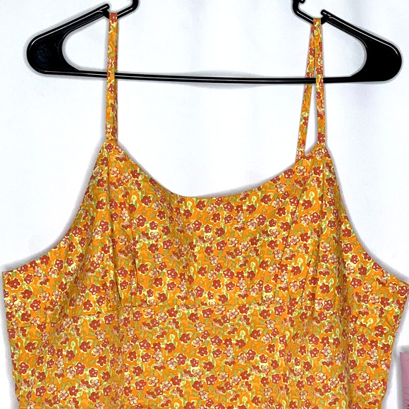 Wild Fable Womens Sundress Size XXL Bodycon Orange Floral Spaghetti Straps - Picture 4 of 12